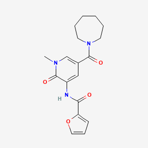 molecular formula C18H21N3O4 B2844483 N-(5-(azepane-1-carbonyl)-1-methyl-2-oxo-1,2-dihydropyridin-3-yl)furan-2-carboxamide CAS No. 1202982-02-2