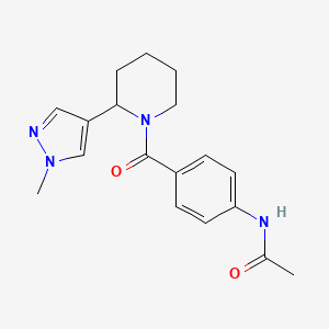 molecular formula C18H22N4O2 B2844487 N-{4-[2-(1-methyl-1H-pyrazol-4-yl)piperidine-1-carbonyl]phenyl}acetamide CAS No. 2097913-45-4