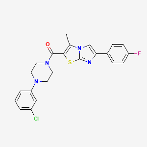 molecular formula C23H20ClFN4OS B2844496 (4-(3-Chlorophenyl)piperazin-1-yl)(6-(4-fluorophenyl)-3-methylimidazo[2,1-b]thiazol-2-yl)methanone CAS No. 852133-87-0