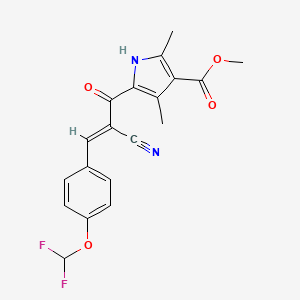 molecular formula C19H16F2N2O4 B2844497 (E)-甲基-5-(2-氰基-3-(4-(二氟甲氧基)苯基)丙烯酰基)-2,4-二甲基-1H-吡咯-3-甲酸酯 CAS No. 315694-34-9