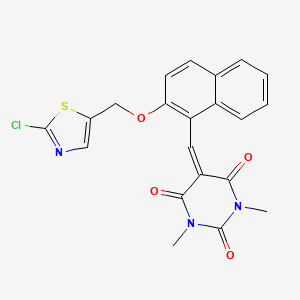 molecular formula C21H16ClN3O4S B2844498 5-({2-[(2-chloro-1,3-thiazol-5-yl)methoxy]-1-naphthyl}methylene)-1,3-dimethyl-2,4,6(1H,3H,5H)-pyrimidinetrione CAS No. 478079-04-8