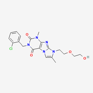 molecular formula C20H22ClN5O4 B2844509 3-(2-氯苄基)-8-(2-(2-羟基乙氧基)乙基)-1,7-二甲基-1H-咪唑并[2,1-f]嘧啶-2,4(3H,8H)-二酮 CAS No. 919008-66-5