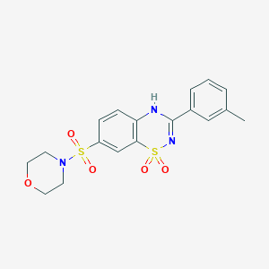 molecular formula C18H19N3O5S2 B2844531 7-(morpholinosulfonyl)-3-(m-tolyl)-2H-benzo[e][1,2,4]thiadiazine 1,1-dioxide CAS No. 950316-78-6