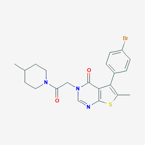 molecular formula C21H22BrN3O2S B284455 5-(4-bromophenyl)-6-methyl-3-[2-(4-methyl-1-piperidinyl)-2-oxoethyl]thieno[2,3-d]pyrimidin-4(3H)-one 