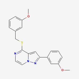 molecular formula C21H19N3O2S B2844556 4-[(3-Methoxybenzyl)thio]-2-(3-methoxyphenyl)pyrazolo[1,5-a]pyrazine CAS No. 1207056-56-1