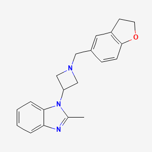 molecular formula C20H21N3O B2844574 1-[1-(2,3-Dihydro-1-benzofuran-5-ylmethyl)azetidin-3-yl]-2-methylbenzimidazole CAS No. 2380191-99-9