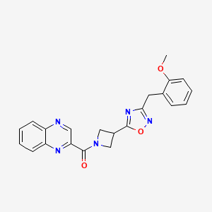 molecular formula C22H19N5O3 B2844575 (3-(3-(2-Methoxybenzyl)-1,2,4-oxadiazol-5-yl)azetidin-1-yl)(quinoxalin-2-yl)methanone CAS No. 1396750-04-1