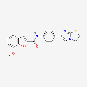molecular formula C21H17N3O3S B2844583 N-(4-(2,3-dihydroimidazo[2,1-b]thiazol-6-yl)phenyl)-7-methoxybenzofuran-2-carboxamide CAS No. 1210186-66-5