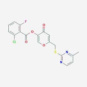 molecular formula C18H12ClFN2O4S B2844589 [6-[(4-Methylpyrimidin-2-yl)sulfanylmethyl]-4-oxopyran-3-yl] 2-chloro-6-fluorobenzoate CAS No. 877636-27-6