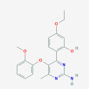 molecular formula C20H21N3O4 B2844593 2-(2-氨基-5-(2-甲氧基苯氧基)-6-甲基嘧啶-4-基)-5-乙氧基苯酚 CAS No. 850731-49-6