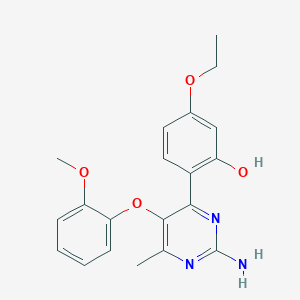 molecular formula C20H21N3O4 B2844593 2-[2-Amino-5-(2-methoxyphenoxy)-6-methylpyrimidin-4-yl]-5-ethoxyphenol CAS No. 850731-49-6