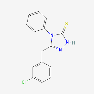 molecular formula C15H12ClN3S B2844608 3-[(3-chlorophenyl)methyl]-4-phenyl-1H-1,2,4-triazole-5-thione CAS No. 791717-23-2
