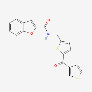 molecular formula C19H13NO3S2 B2844620 N-((5-(thiophene-3-carbonyl)thiophen-2-yl)methyl)benzofuran-2-carboxamide CAS No. 1797600-54-4