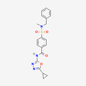 molecular formula C20H20N4O4S B2844637 N-(5-cyclopropyl-1,3,4-oxadiazol-2-yl)-4-[methyl-(phenylmethyl)sulfamoyl]benzamide CAS No. 850936-04-8