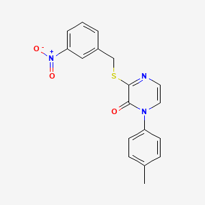 molecular formula C18H15N3O3S B2844641 3-((3-nitrobenzyl)thio)-1-(p-tolyl)pyrazin-2(1H)-one CAS No. 946253-81-2