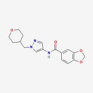 molecular formula C17H19N3O4 B2844646 N-(1-((二氢-2H-吡喃-4-基)甲基)-1H-嘧啶-4-基)苯并[d][1,3]二噁烷-5-甲酸酰胺 CAS No. 1795484-52-4