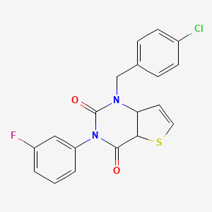 molecular formula C19H12ClFN2O2S B2844647 1-[(4-chlorophenyl)methyl]-3-(3-fluorophenyl)-1H,2H,3H,4H-thieno[3,2-d]pyrimidine-2,4-dione CAS No. 1326865-98-8