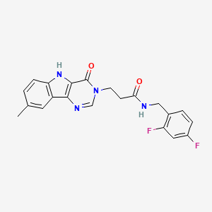 molecular formula C21H18F2N4O2 B2844649 N-(2,4-difluorobenzyl)-3-(8-methyl-4-oxo-4,5-dihydro-3H-pyrimido[5,4-b]indol-3-yl)propanamide CAS No. 1189985-91-8