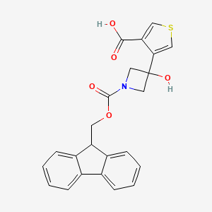 molecular formula C23H19NO5S B2844654 4-[1-(9H-Fluoren-9-ylmethoxycarbonyl)-3-hydroxyazetidin-3-yl]thiophene-3-carboxylic acid CAS No. 2460751-15-7