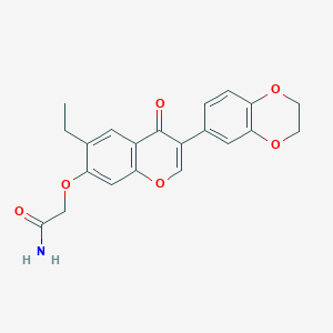 molecular formula C21H19NO6 B2844661 2-((3-(2,3-dihydrobenzo[b][1,4]dioxin-6-yl)-6-ethyl-4-oxo-4H-chromen-7-yl)oxy)acetamide CAS No. 610764-40-4