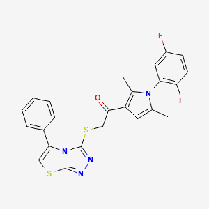 molecular formula C24H18F2N4OS2 B2844663 1-(1-(2,5-二氟苯基)-2,5-二甲基-1H-吡咯-3-基)-2-((5-苯基噻唑并[2,3-c][1,2,4]三唑-3-基)硫)乙酮 CAS No. 671200-80-9