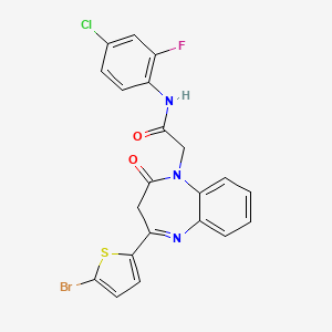 molecular formula C21H14BrClFN3O2S B2844668 2-[4-(5-bromo-2-thienyl)-2-oxo-2,3-dihydro-1H-1,5-benzodiazepin-1-yl]-N-(4-chloro-2-fluorophenyl)acetamide CAS No. 1251569-37-5