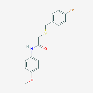 molecular formula C16H16BrNO2S B284468 2-[(4-bromobenzyl)sulfanyl]-N-(4-methoxyphenyl)acetamide 