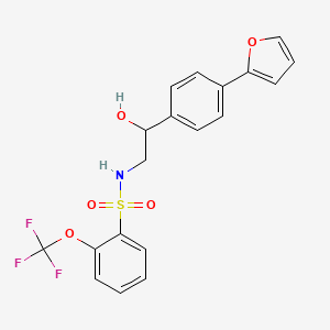 molecular formula C19H16F3NO5S B2844684 2-[4-(furan-2-yl)phenyl]-2-hydroxy-S-[2-(trifluoromethoxy)phenyl]ethane-1-sulfonamido CAS No. 2097884-55-2