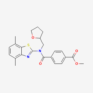 molecular formula C23H24N2O4S B2844692 甲基-4-((4,7-二甲基苯并[d]噻唑-2-基)((四氢呋喃-2-基)甲基)氨基甲酰)苯甲酸酯 CAS No. 920171-28-4