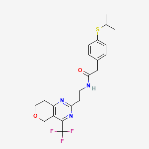 molecular formula C21H24F3N3O2S B2844697 2-(4-(isopropylthio)phenyl)-N-(2-(4-(trifluoromethyl)-7,8-dihydro-5H-pyrano[4,3-d]pyrimidin-2-yl)ethyl)acetamide CAS No. 2034486-67-2