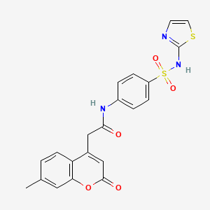 molecular formula C21H17N3O5S2 B2844708 2-(7-甲基-2-氧代-2H-香豆素-4-基)-N-(4-(N-(噻唑-2-基)磺酰胺基)苯基)乙酰胺 CAS No. 919860-43-8