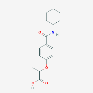 molecular formula C16H21NO4 B284471 2-{4-[(Cyclohexylamino)carbonyl]phenoxy}propanoic acid 