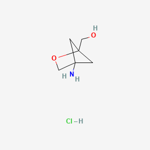 molecular formula C6H12ClNO2 B2844710 (4-Amino-2-oxabicyclo[2.1.1]hexan-1-yl)methanol hydrochloride CAS No. 2260930-89-8