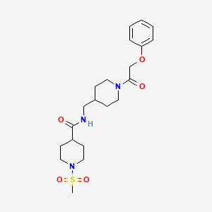 molecular formula C21H31N3O5S B2844720 1-(methylsulfonyl)-N-((1-(2-phenoxyacetyl)piperidin-4-yl)methyl)piperidine-4-carboxamide CAS No. 1235635-66-1