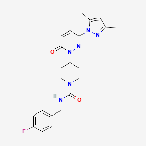 molecular formula C22H25FN6O2 B2844722 4-[3-(3,5-Dimethylpyrazol-1-yl)-6-oxopyridazin-1-yl]-N-[(4-fluorophenyl)methyl]piperidine-1-carboxamide CAS No. 2380009-02-7