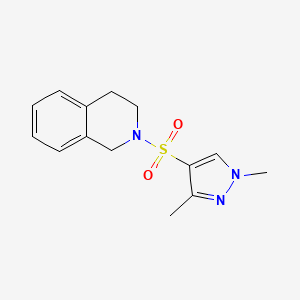 molecular formula C14H17N3O2S B2844752 2-((1,3-二甲基-1H-吡唑-4-基)磺酰)-1,2,3,4-四氢异喹啉 CAS No. 900376-46-7