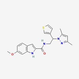 molecular formula C21H22N4O2S B2844757 N-[2-(3,5-二甲基-1H-吡唑-1-基)-2-(噻吩-3-基)乙基]-6-甲氧-1H-吲哚-2-羧酰胺 CAS No. 2097904-29-3