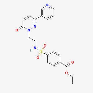 molecular formula C20H20N4O5S B2844776 乙酸4-(N-(2-(6-氧代-3-(吡啶-3-基)吡啶并[1(6H)-基]基)乙基)磺酰胺基)苯甲酯 CAS No. 1021137-45-0