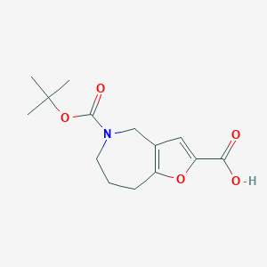 molecular formula C14H19NO5 B2844788 5-[(叔丁氧基)羰基]-4H,5H,6H,7H,8H-呋[3,2-c]噁杂环-2-羧酸 CAS No. 2172158-53-9