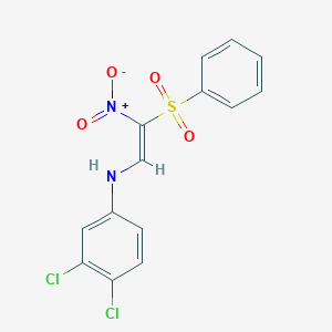 molecular formula C14H10Cl2N2O4S B2844795 N-[(E)-2-(benzenesulfonyl)-2-nitroethenyl]-3,4-dichloroaniline CAS No. 321434-02-0
