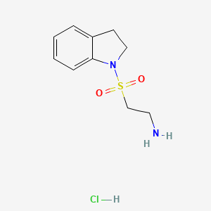 molecular formula C10H15ClN2O2S B2844804 2-(2,3-Dihydro-1H-indole-1-sulfonyl)ethan-1-amine hydrochloride CAS No. 1172345-00-4