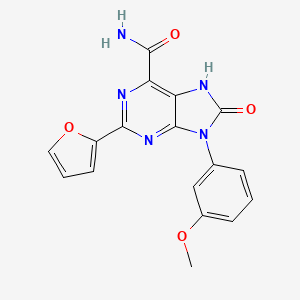 molecular formula C17H13N5O4 B2844812 2-(呋喃-2-基)-9-(3-甲氧基苯基)-8-氧代-8,9-二氢-7H-嘌呤-6-甲酰胺 CAS No. 900010-79-9