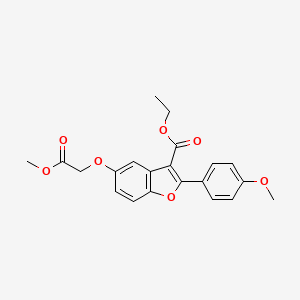 molecular formula C21H20O7 B2844830 乙酸5-(2-甲氧基-2-氧代乙氧基)-2-(4-甲氧基苯基)-1-苯并呋喃-3-甲酸酯 CAS No. 383902-82-7