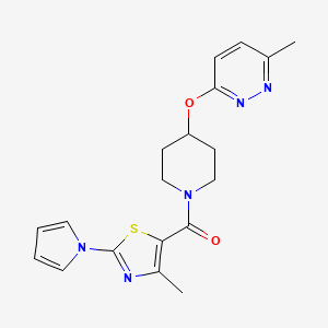 molecular formula C19H21N5O2S B2844848 (4-methyl-2-(1H-pyrrol-1-yl)thiazol-5-yl)(4-((6-methylpyridazin-3-yl)oxy)piperidin-1-yl)methanone CAS No. 1797862-44-2