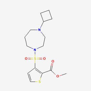 molecular formula C15H22N2O4S2 B2844857 甲基-3-((4-环丁基-1,4-二氮杂庚-1-基)磺酰)噻吩-2-羧酸乙酯 CAS No. 2320681-36-3