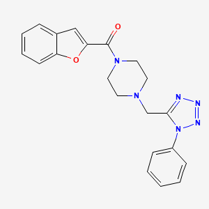 molecular formula C21H20N6O2 B2844873 苯并呋喃-2-基(4-((1-苯基-1H-四唑-5-基)甲基)哌嗪-1-基)甲酮 CAS No. 1021253-94-0