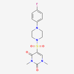 molecular formula C16H19FN4O4S B2844883 5-[4-(4-Fluorophenyl)piperazin-1-yl]sulfonyl-1,3-dimethylpyrimidine-2,4-dione CAS No. 874806-42-5
