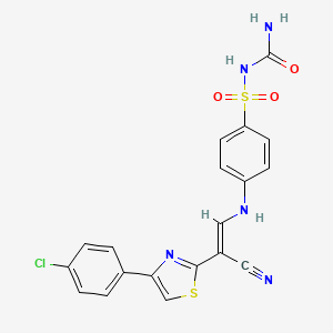 molecular formula C19H14ClN5O3S2 B2844888 (E)-N-carbamoyl-4-((2-(4-(4-chlorophenyl)thiazol-2-yl)-2-cyanovinyl)amino)benzenesulfonamide CAS No. 799770-67-5
