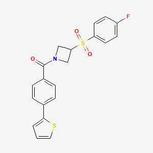 molecular formula C20H16FNO3S2 B2844913 (3-((4-Fluorophenyl)sulfonyl)azetidin-1-yl)(4-(thiophen-2-yl)phenyl)methanone CAS No. 1448045-57-5