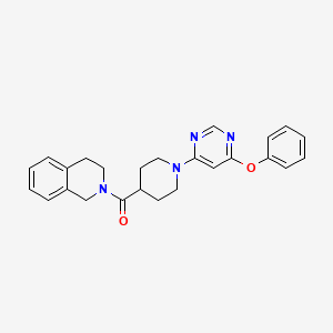 molecular formula C25H26N4O2 B2844914 2-{[1-(6-Phenoxypyrimidin-4-yl)piperidin-4-yl]carbonyl}-1,2,3,4-tetrahydroisoquinoline CAS No. 1251621-78-9
